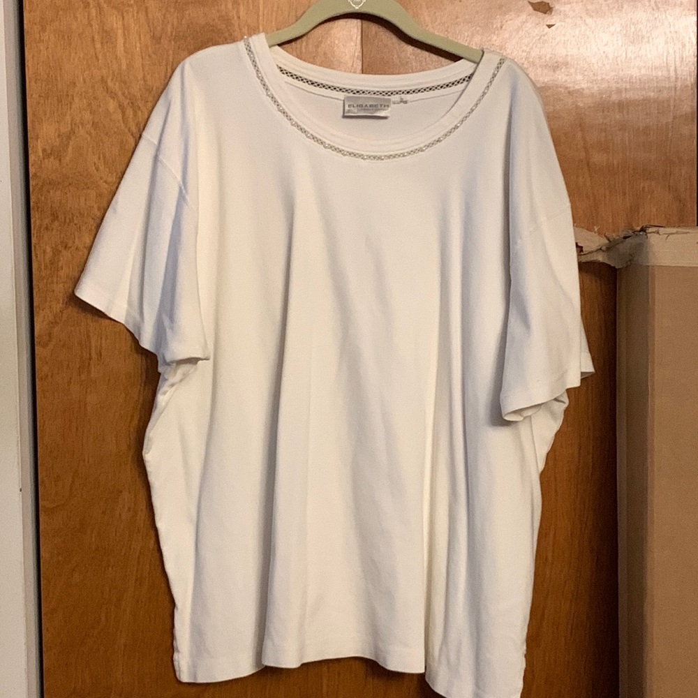 Elisabeth by Liz Claiborne ivory short sleeve tee, size 2X